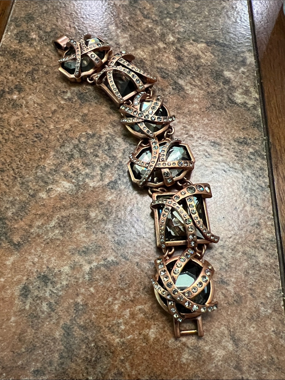 Lia Sophia Rose Gold Crystal Statement Bracelet